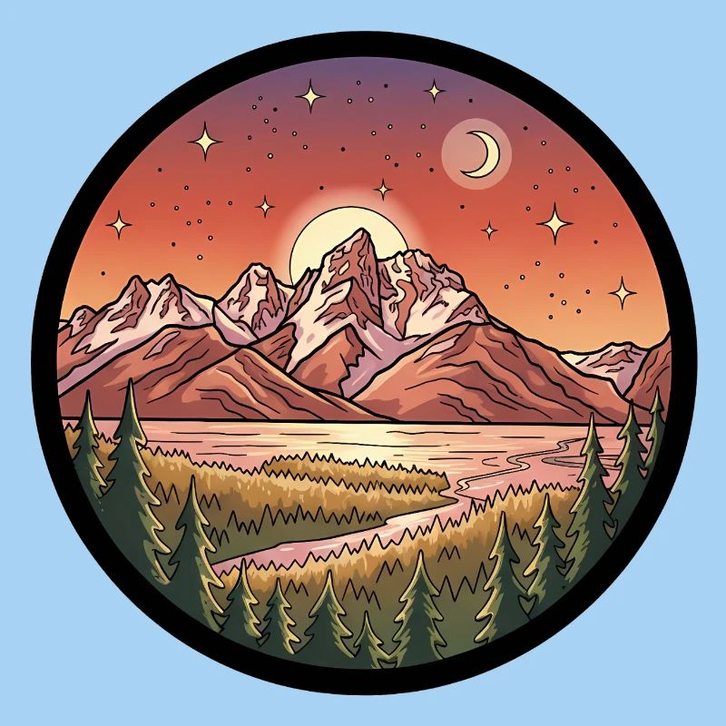 Moonlight Mountains Round Patch