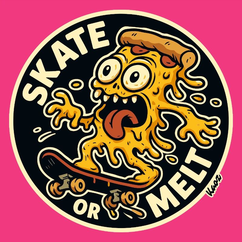 Skate oder Melt Käse Pizza Monster Skateboard