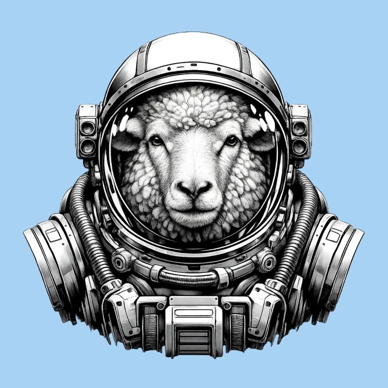 Moutons dans un casque d’astronaute