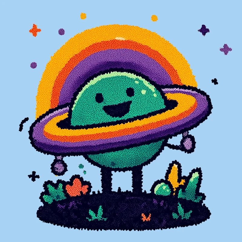 Bunter Planet mit Ring