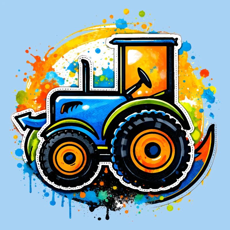 Bunter Traktor im Graffiti-Stil  
