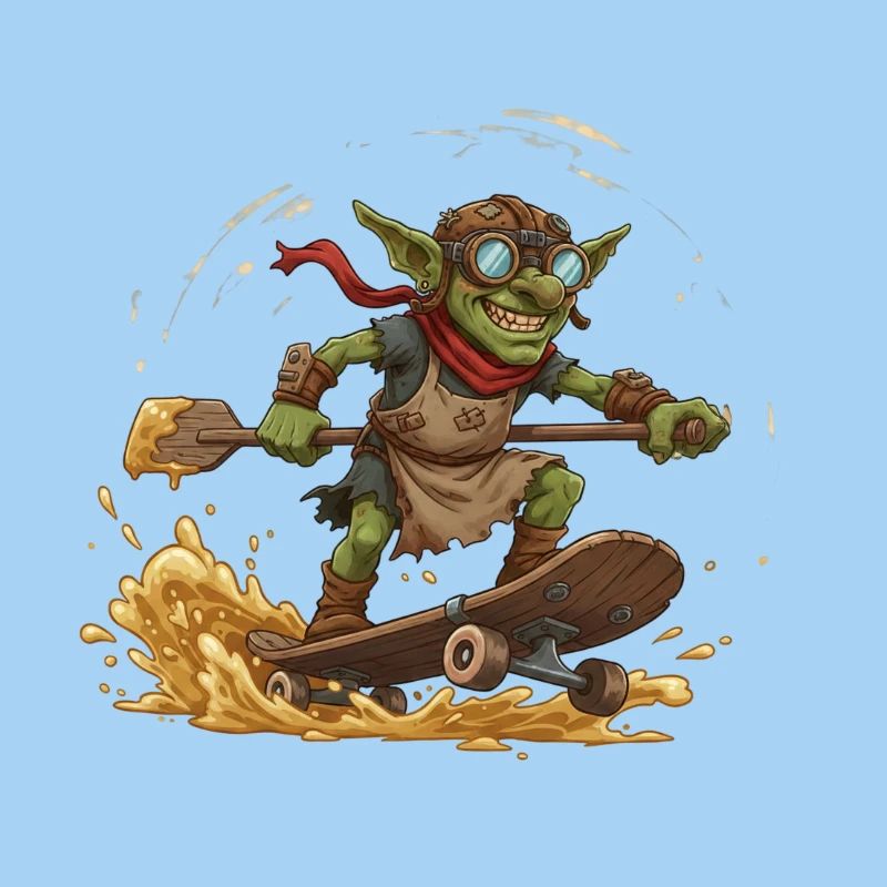 Goblin auf Skateboard