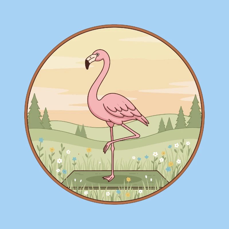 Yoga Flamingo Bird Doing Tree Pose