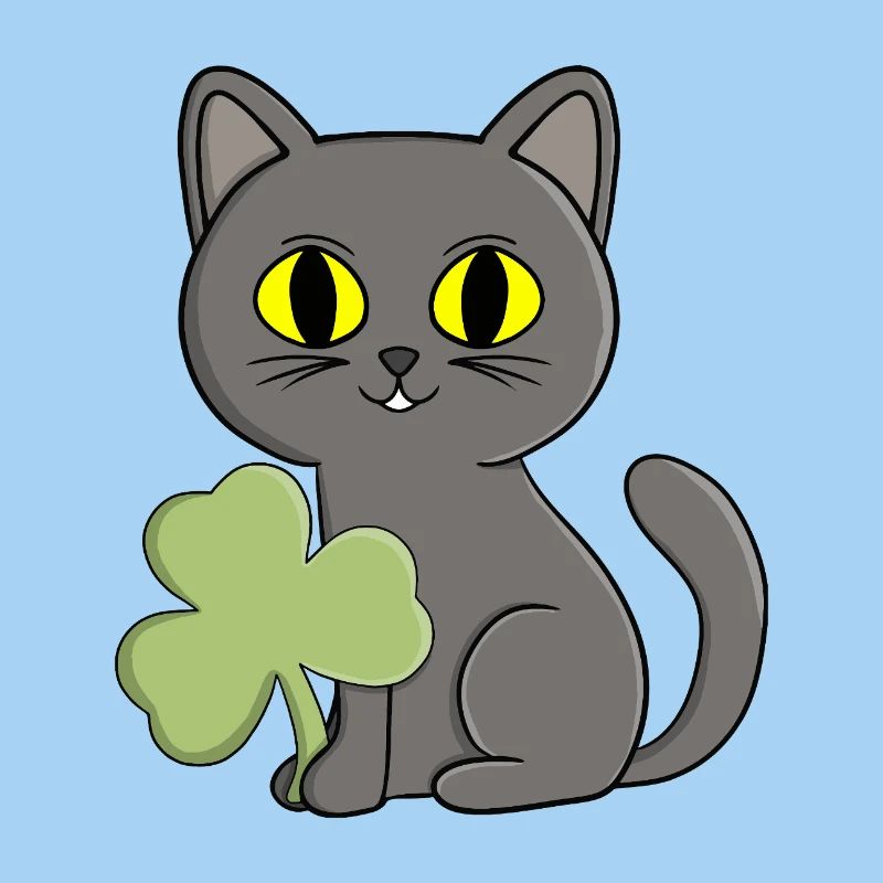 Charme trèfle trèfle chat gris