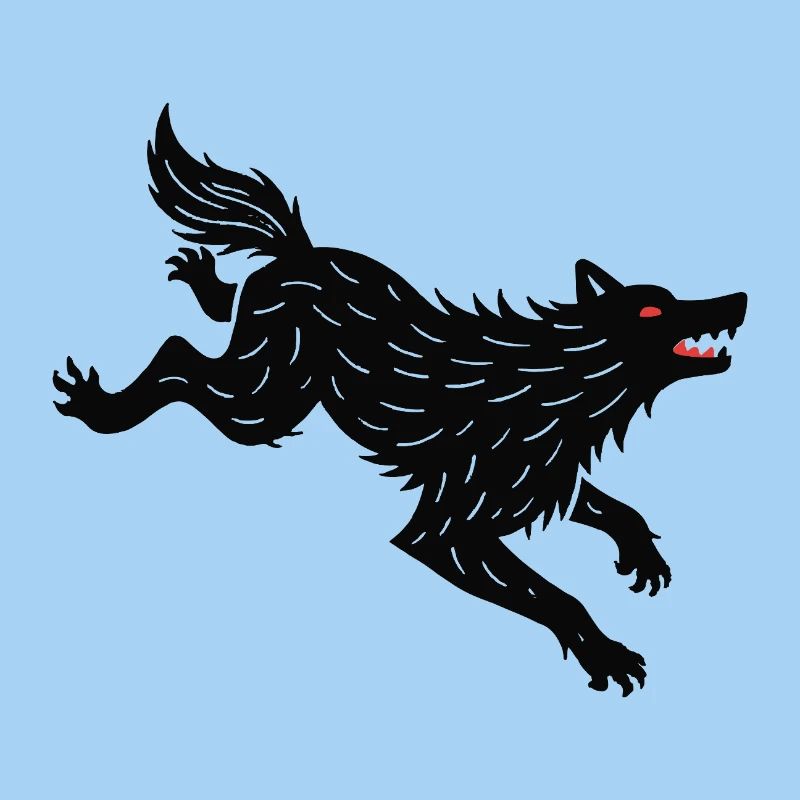Schwarzer Wolf läuft