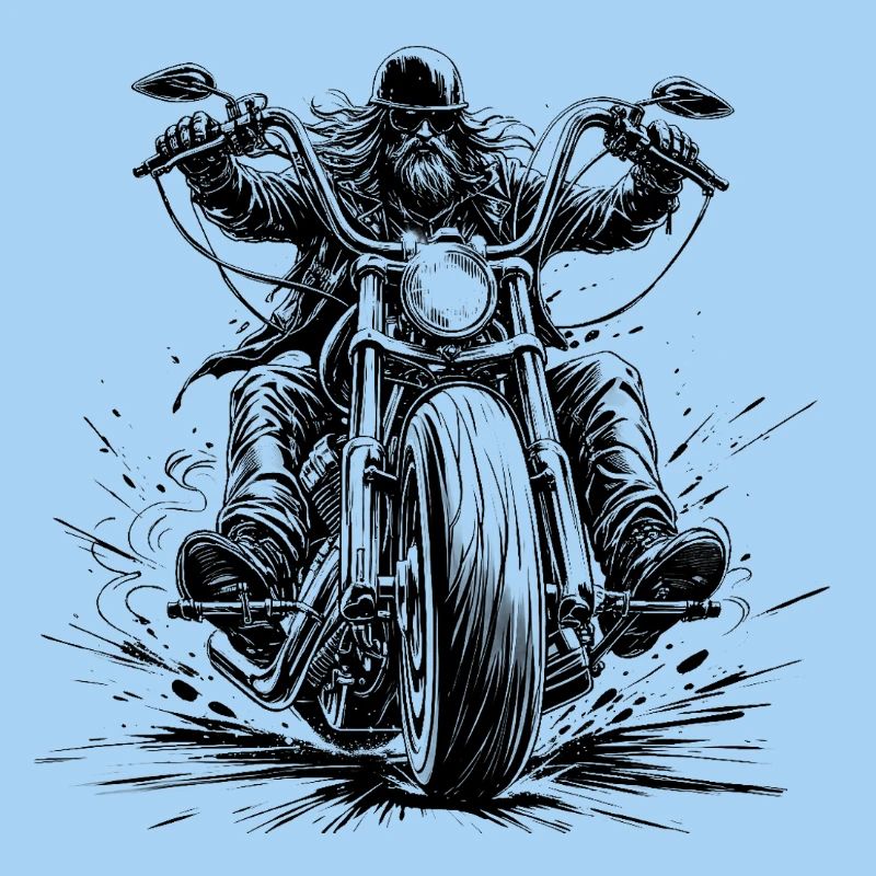 Chopperfahrer frontal im Comic-Stil