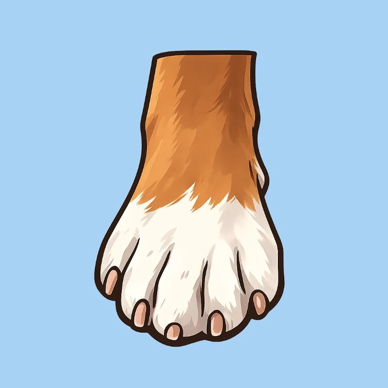 Conception de pattes de chien brunes blanches