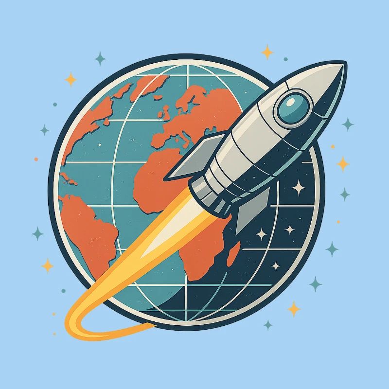 Rocket launch over globe