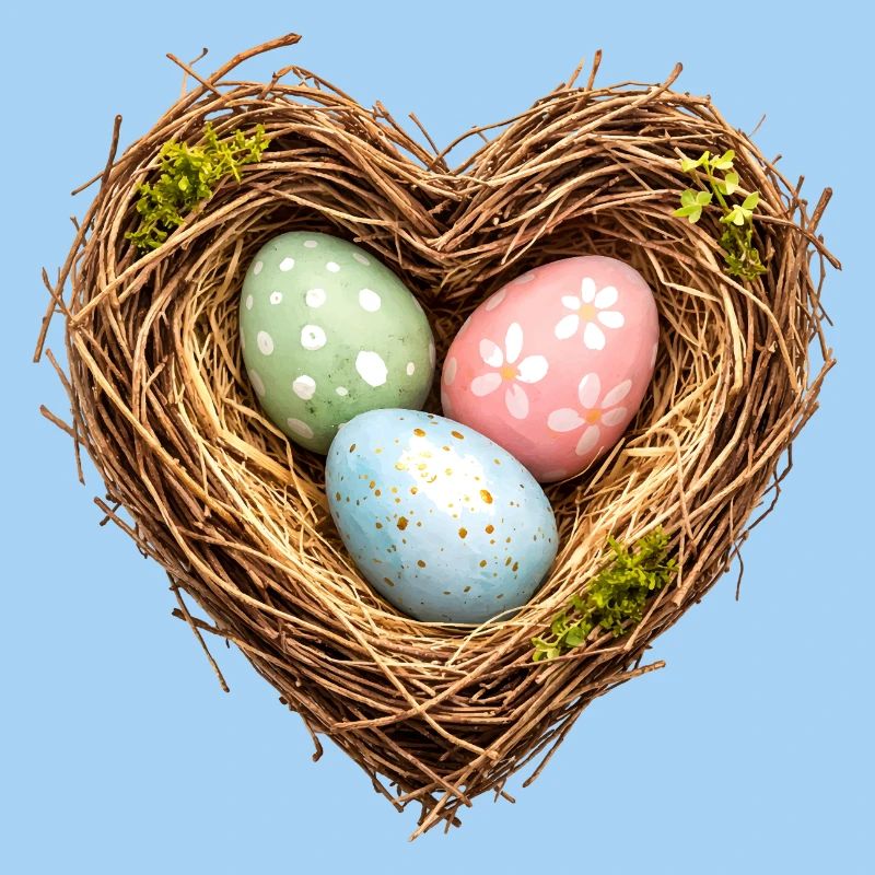 Herzförmiges Osternest mit Eiern