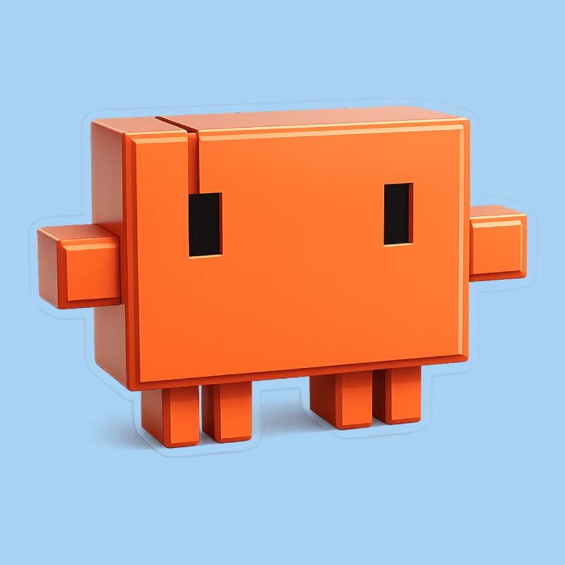 Claude Code Pixel 3D Maskottchen süßer Dev-Aufkleber