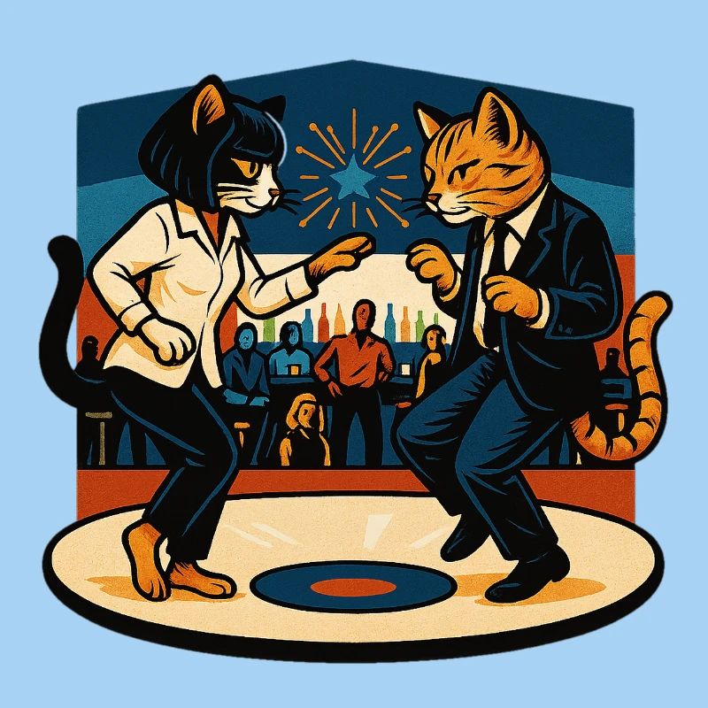 Deux chats rétro dansant – style vintage
