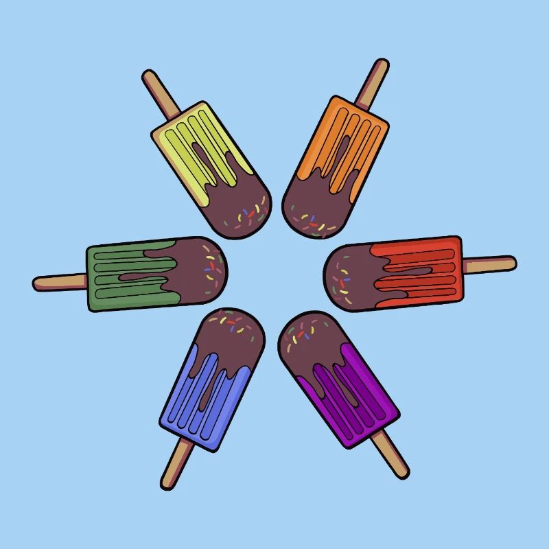 Regenbogen-Eis am Stiel