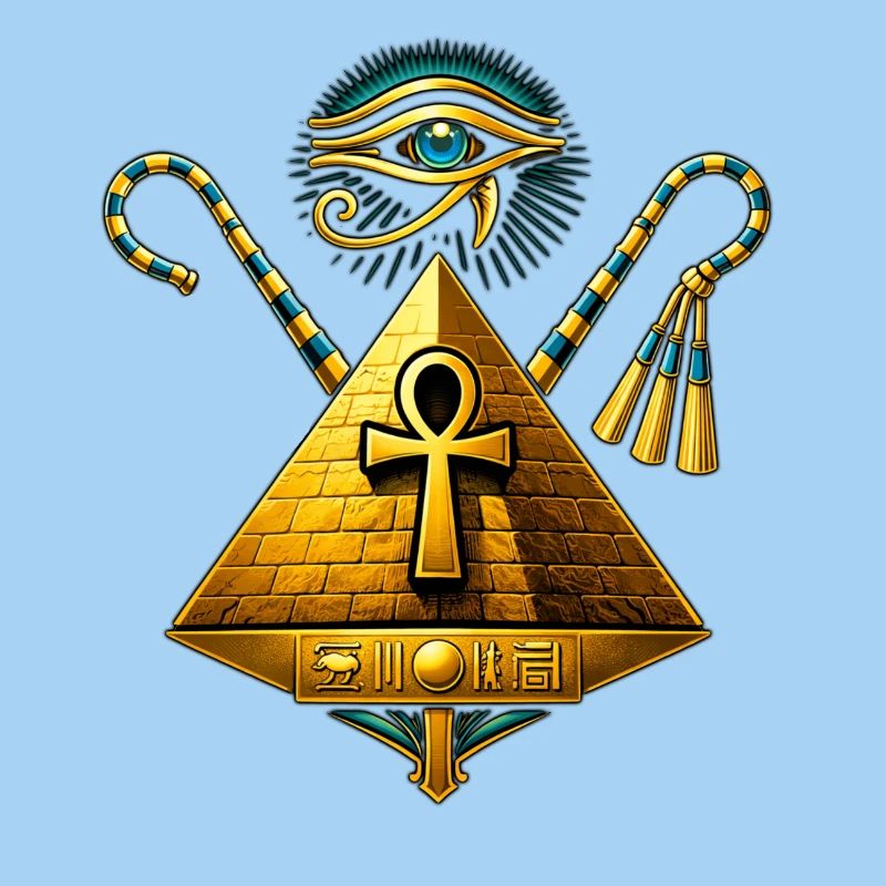 Pyramide Ankh et Œil d'Horus Doré