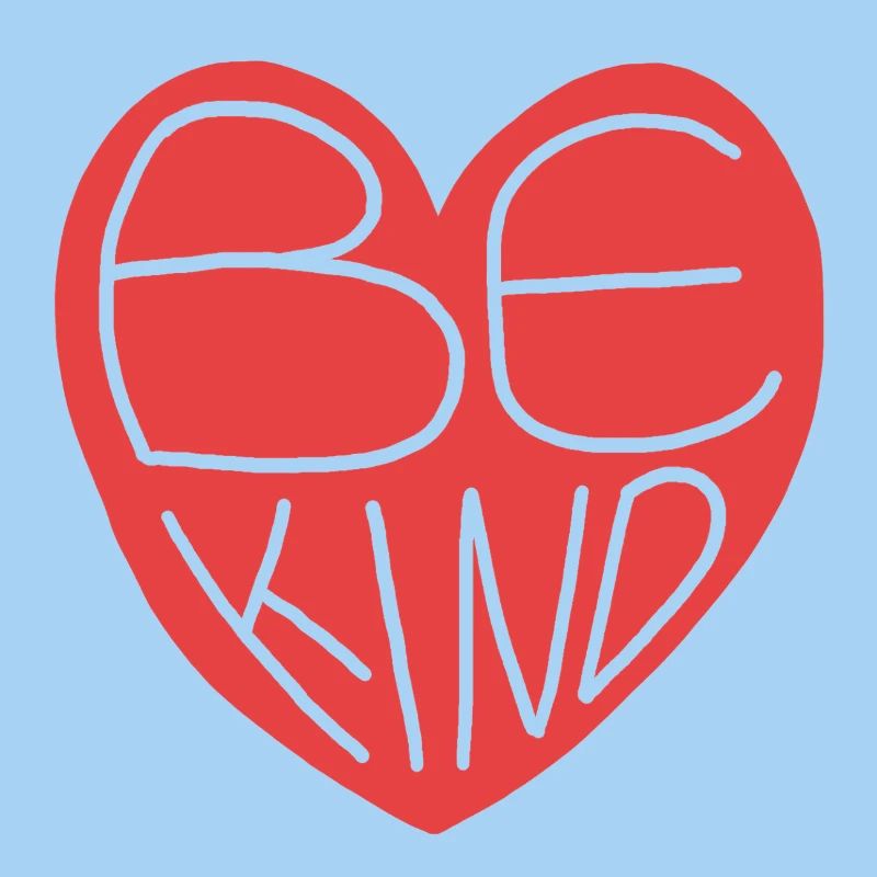 Süßes Be Kind, rotes Herz Handgezeichnetes Design