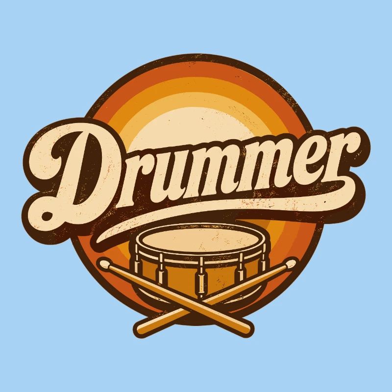Drummer Retro Logo with Drum