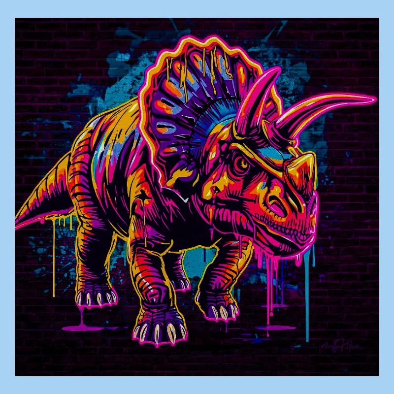 Graffiti Tricératops néon
