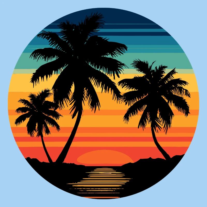 Tropical sunset with palm trees