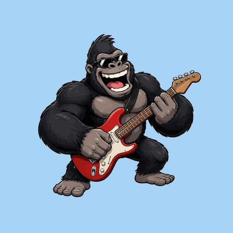 Gorilla mit Gitarre