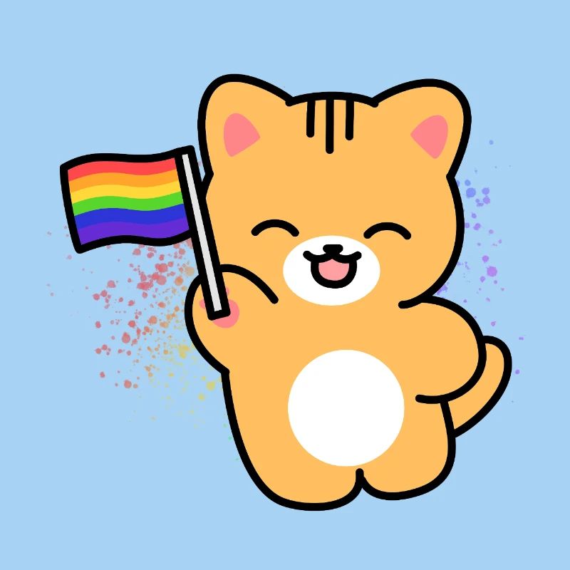 Kätzchen mit Pride-Fahne