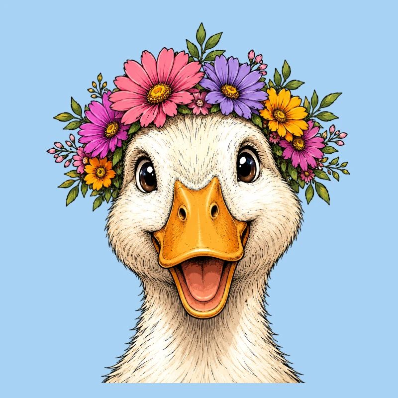 Ente mit Blumenschmuck 