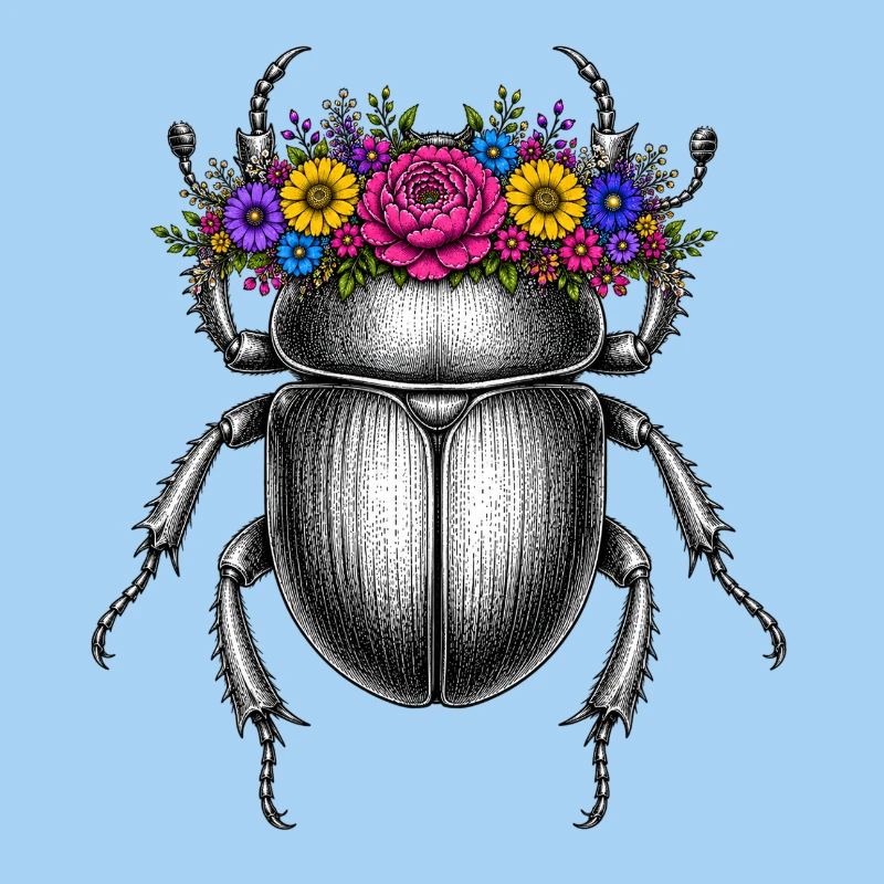 Scarab with flower crown
