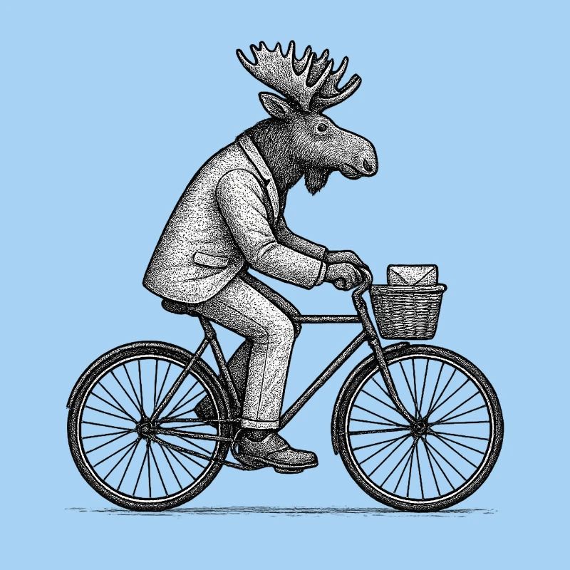 Cycling Moose in Suit