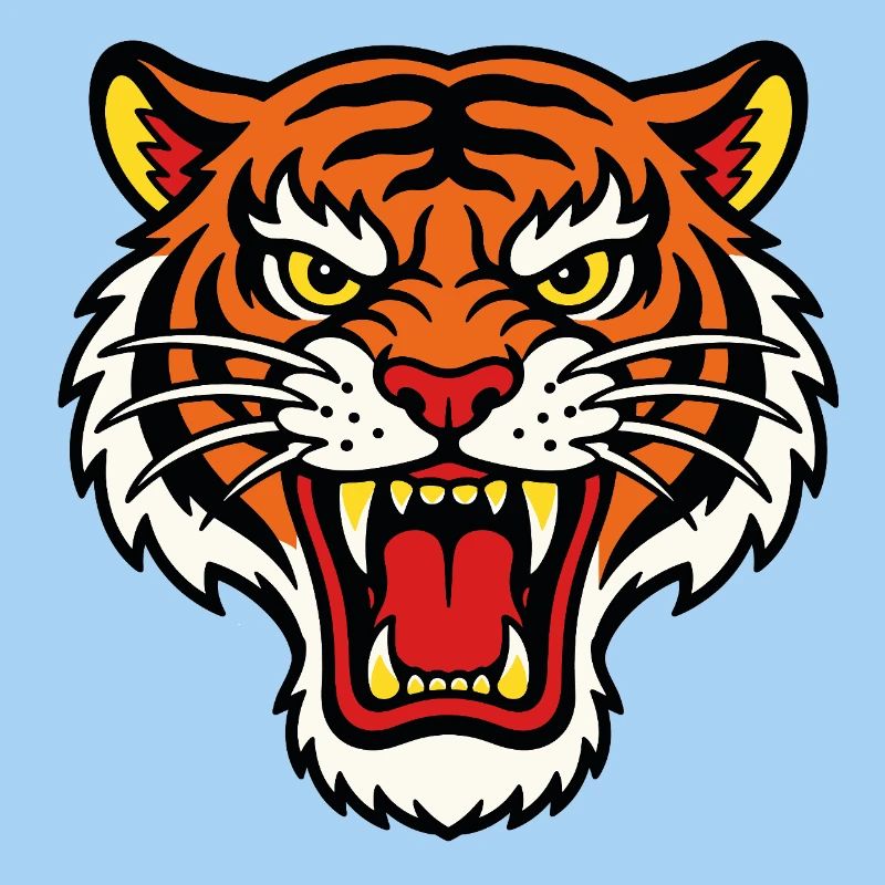Fierce tiger head tattoo style