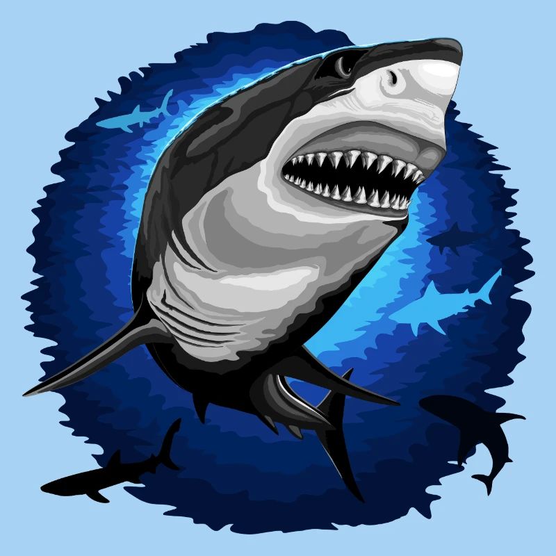 Shark Attack jaws on Deep Blue Ocean