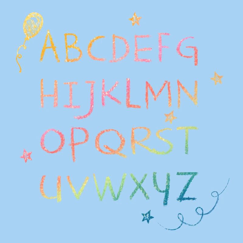 Regenbogen Kreide-Alphabet mit Sternchen