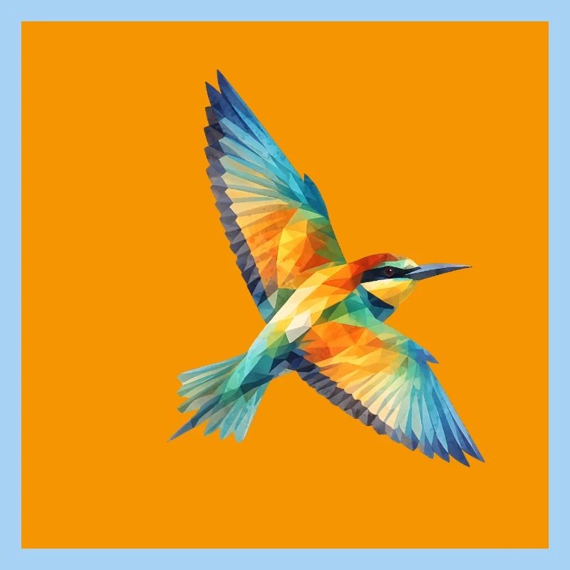 Feverish Bee-Eater Polygon Art on Orange