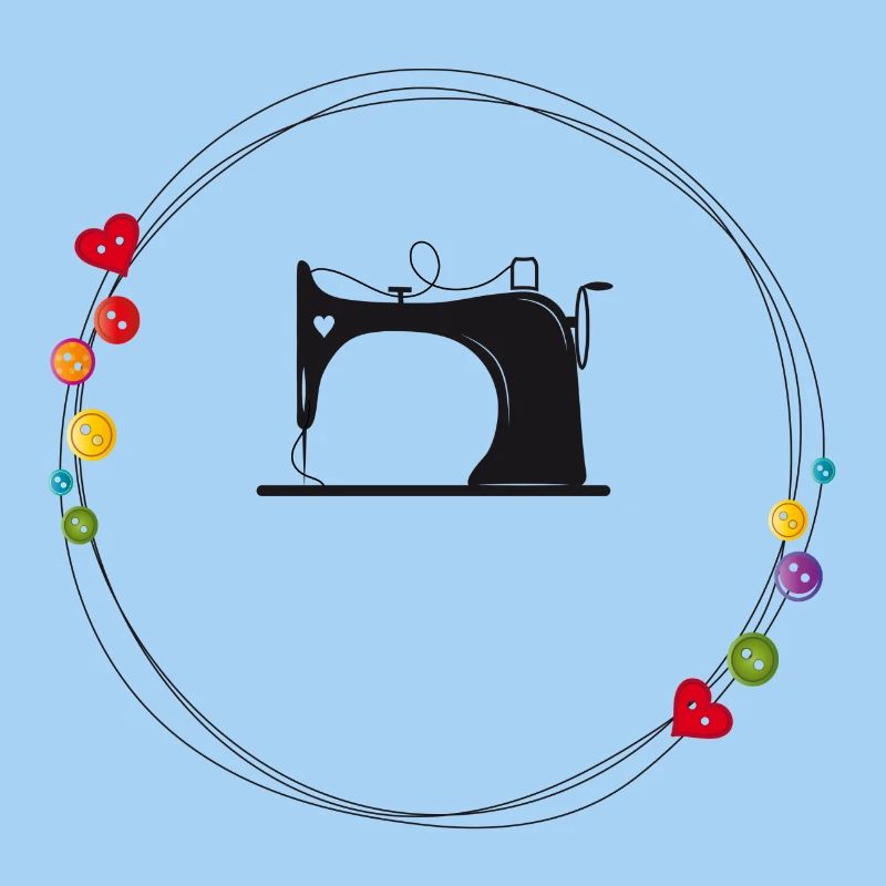 nostalgic stylized sewing machine with buttons