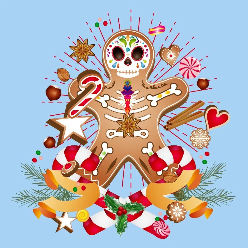 Gingerbread Man Sugar Skull Style for Christmas