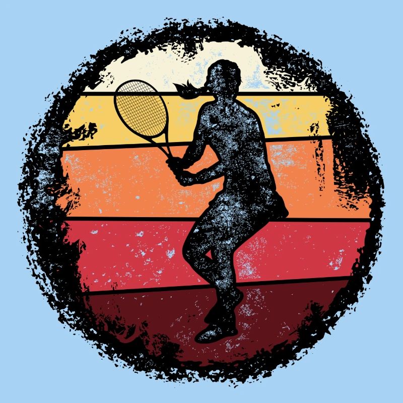Silhouette de coucher de soleil de tennis rétro