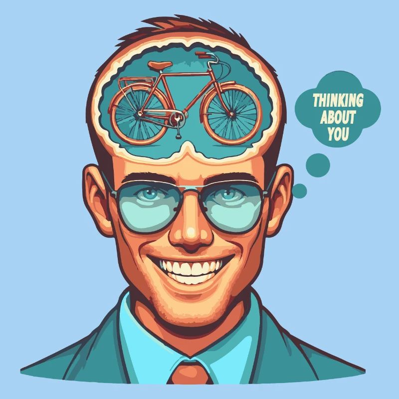 Mindful Bicycle Thinker Illustration