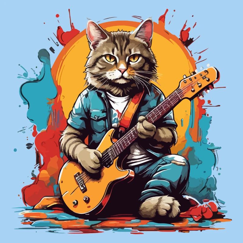 Katze mit Gitarre