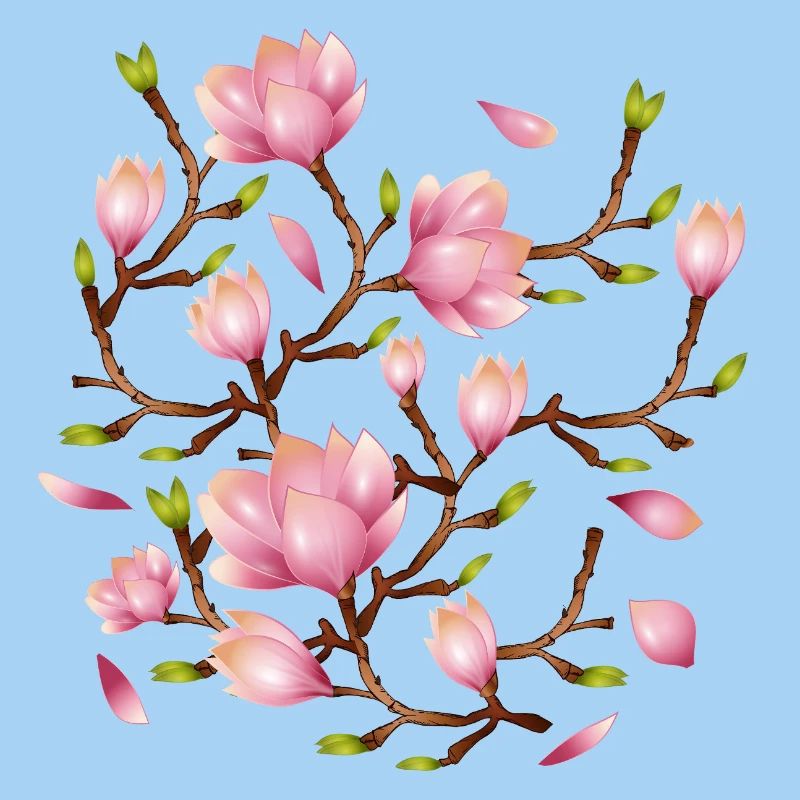 Illustration de fleurs exotiques de magnolia