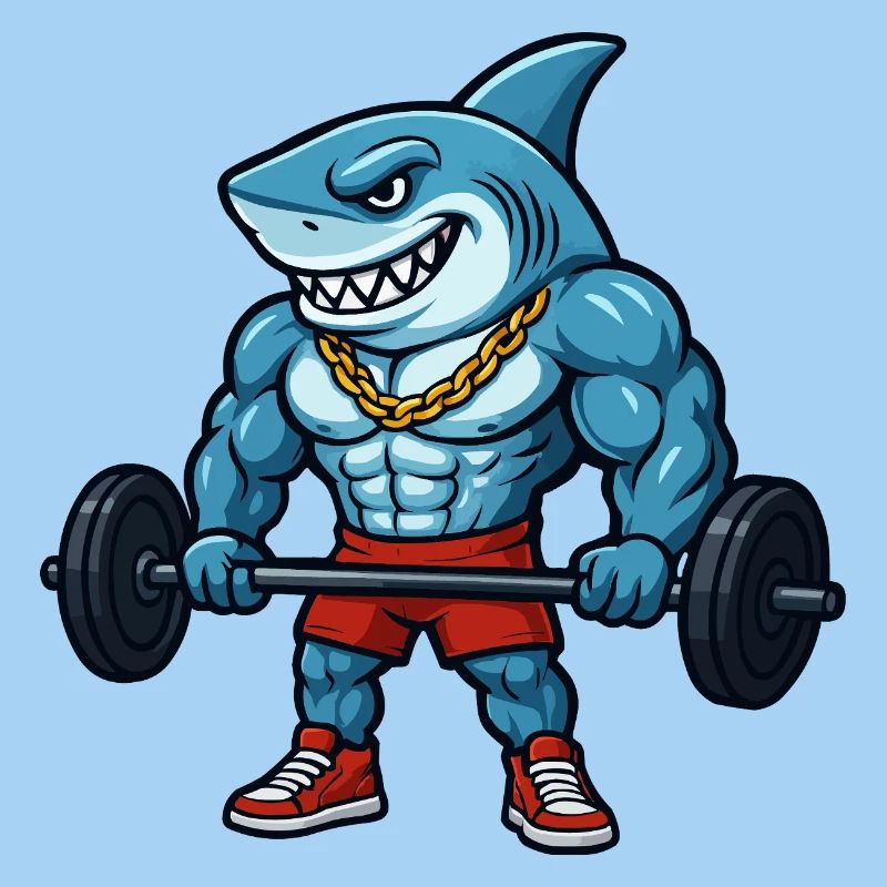 Muscles de requin, bodybuilder comique