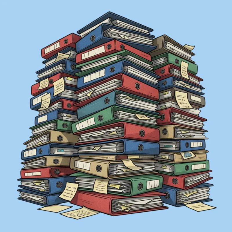 Folder Stack Office Chaos