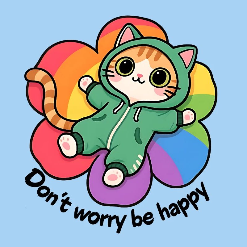Don't worry be happy, chat relax sur une fleur