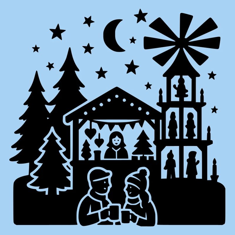 Silhouette du marché de Noël