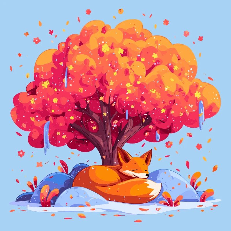 Fuchs unter Herbstbaum