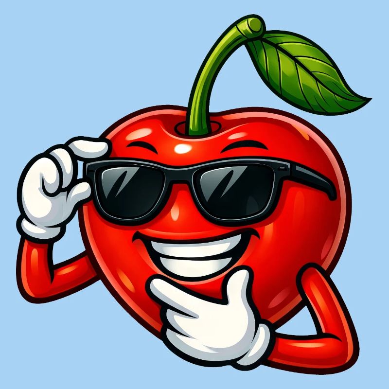 Cool Cherry Cartoon Comic Fruit Design