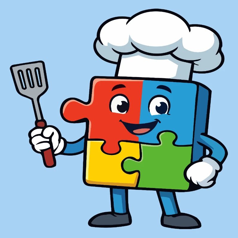 Puzzle Piece Chef Maskottchen