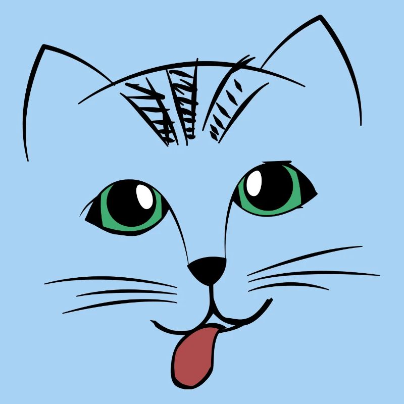 Visage de chat doux avec la langue