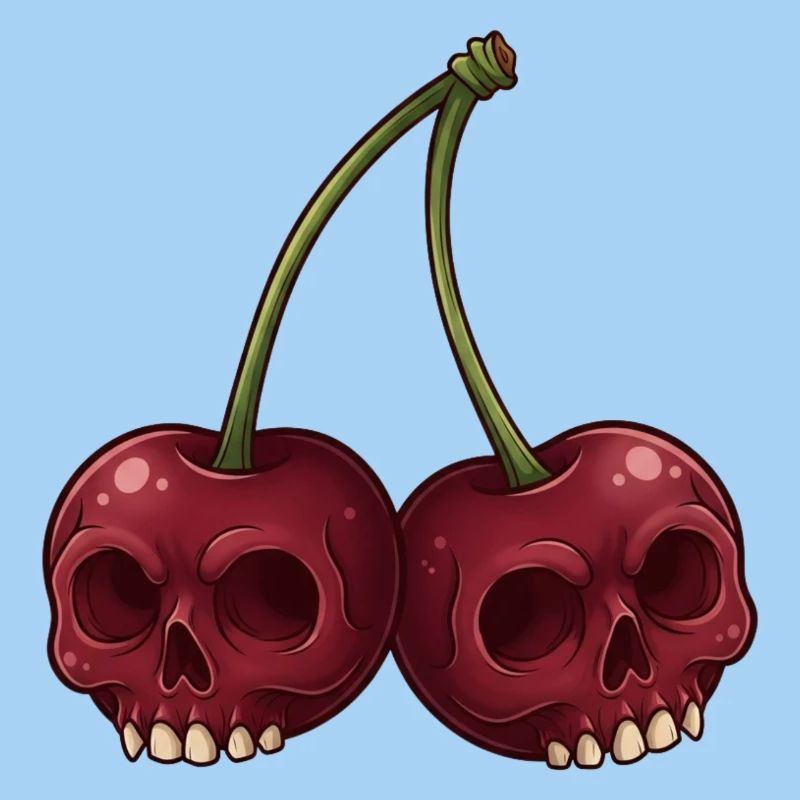 Dessin animé crâne cerises