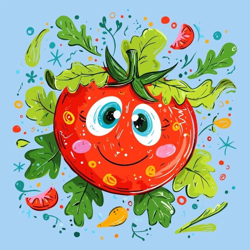 Tomate joyeuse à motif vert