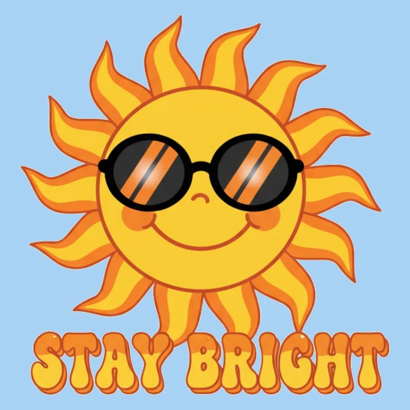 Stay Bright Retro Groovy Smiling Sun Design