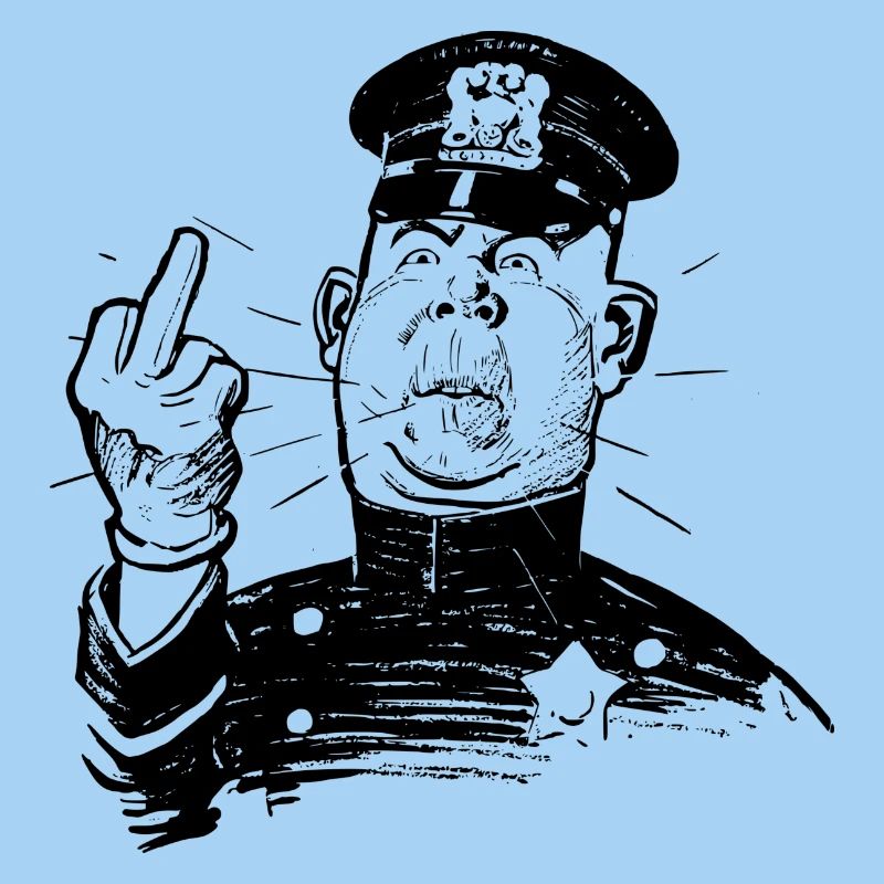 Furious policeman shows Ms. Finger