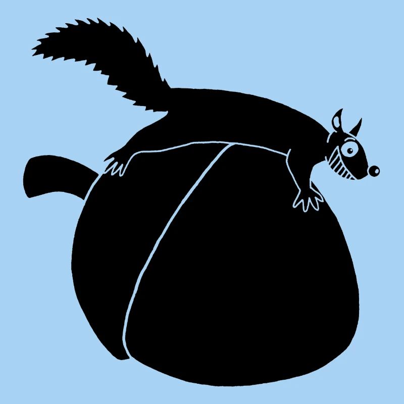 Das Eichhörnchen gegen die Eichel (schwarz)
