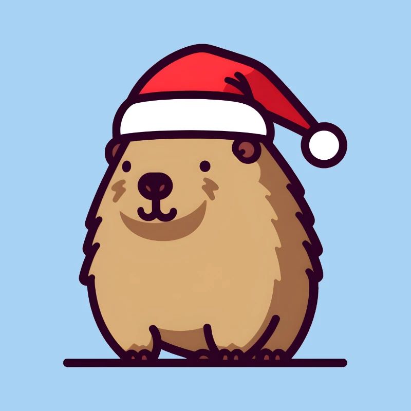 Mignon Capybara de Noël en chapeau de Père Noël